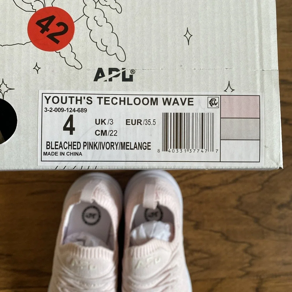 APL Youth TechLoom Size 4 Wave Bleached Pink/Ivory/‎ Melange Sneakers